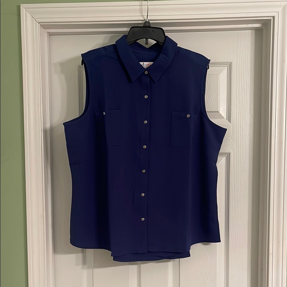 D&Co. Sleeveless Navy Blue Women's Top-Sz XL
